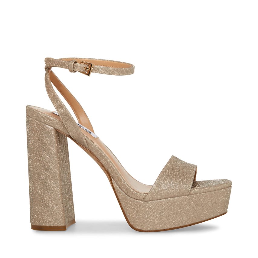 Sandalias Tacones Steve Madden Lessa Glitter Mujer Doradas | ES TA08E1